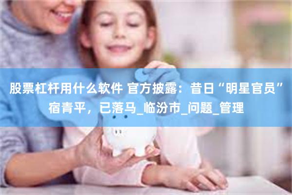 股票杠杆用什么软件 官方披露：昔日“明星官员”宿青平，已落马_临汾市_问题_管理